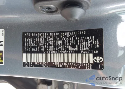 2021 Toyota Corolla Xse from USA, damaged, VIN 5YFT4MCE8MP091479